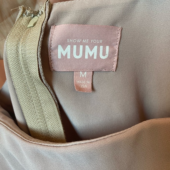 Show Me Your Mumu Shannon One Shoulder Dress Size M Maxi Wedding Neutral Chic - Picture 5 of 10